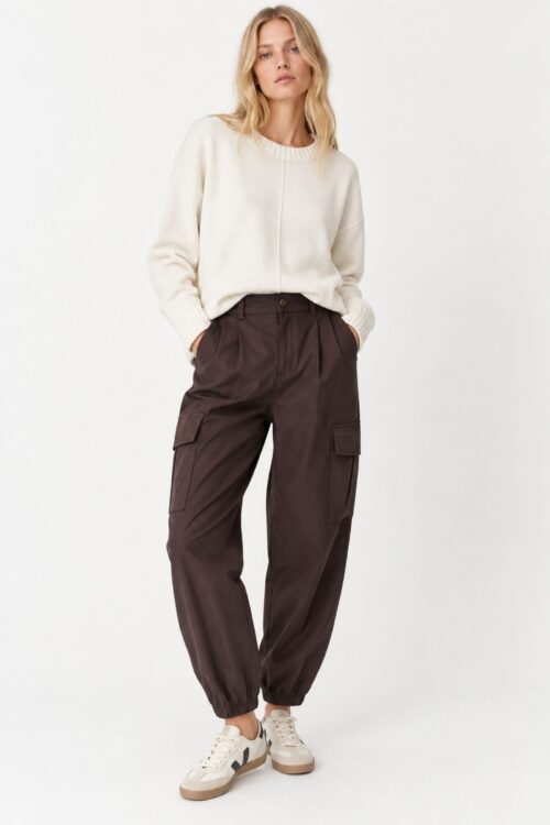 PANTALONI CARGO CON ELASTICO ALLA CAVIGLIA