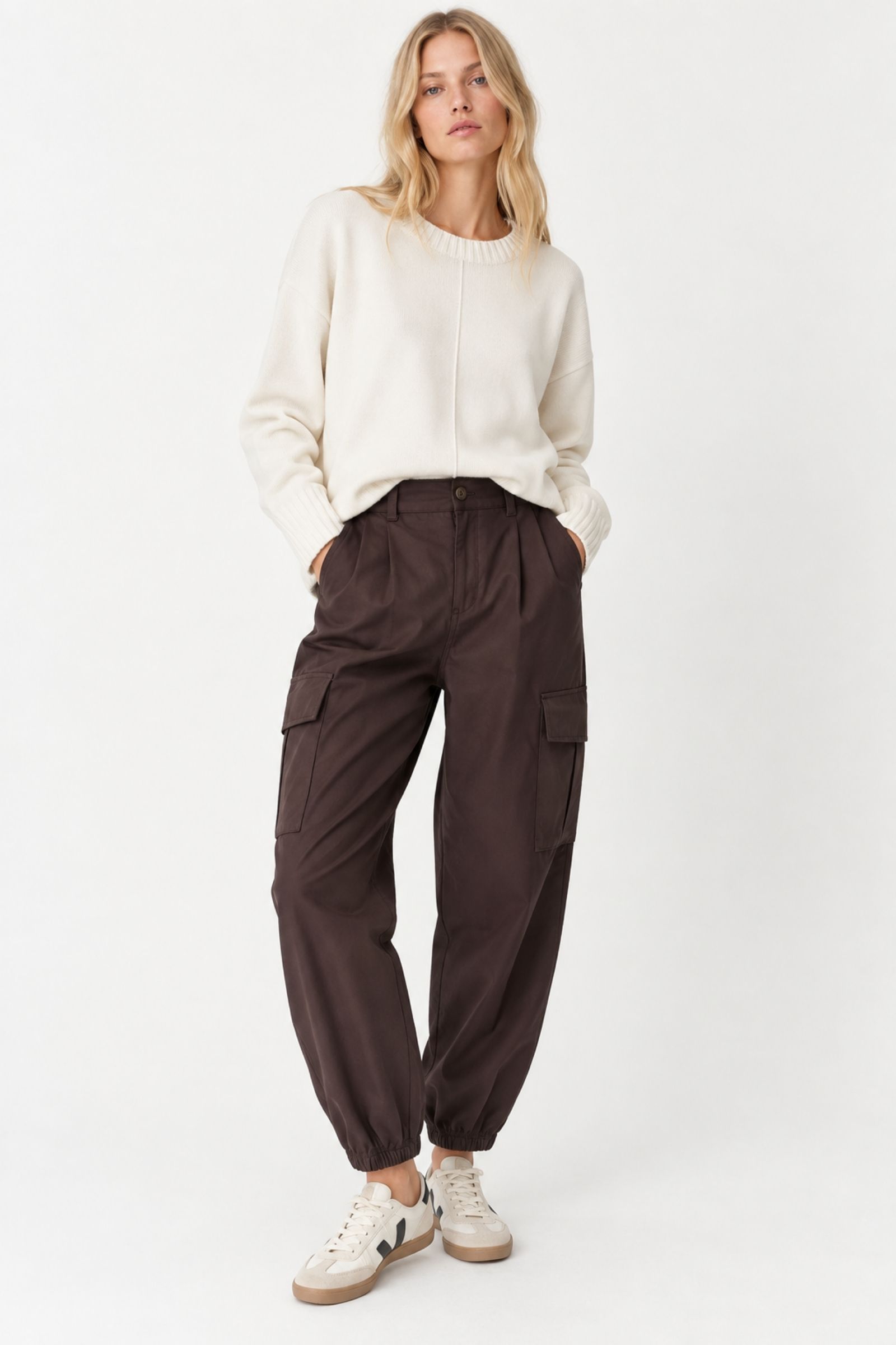 PANTALONI CARGO CON ELASTICO ALLA CAVIGLIA