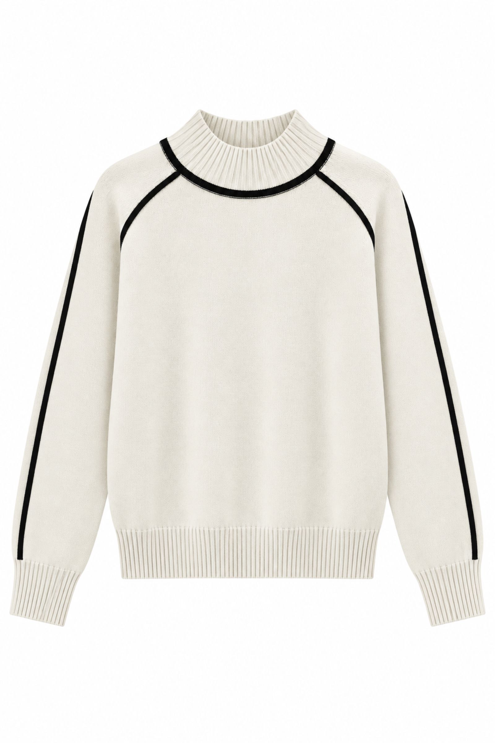 U100064-06_bianco MAGLIA DOLCEVITA CON PROFILI A CONTRASTO - Panna, TU
