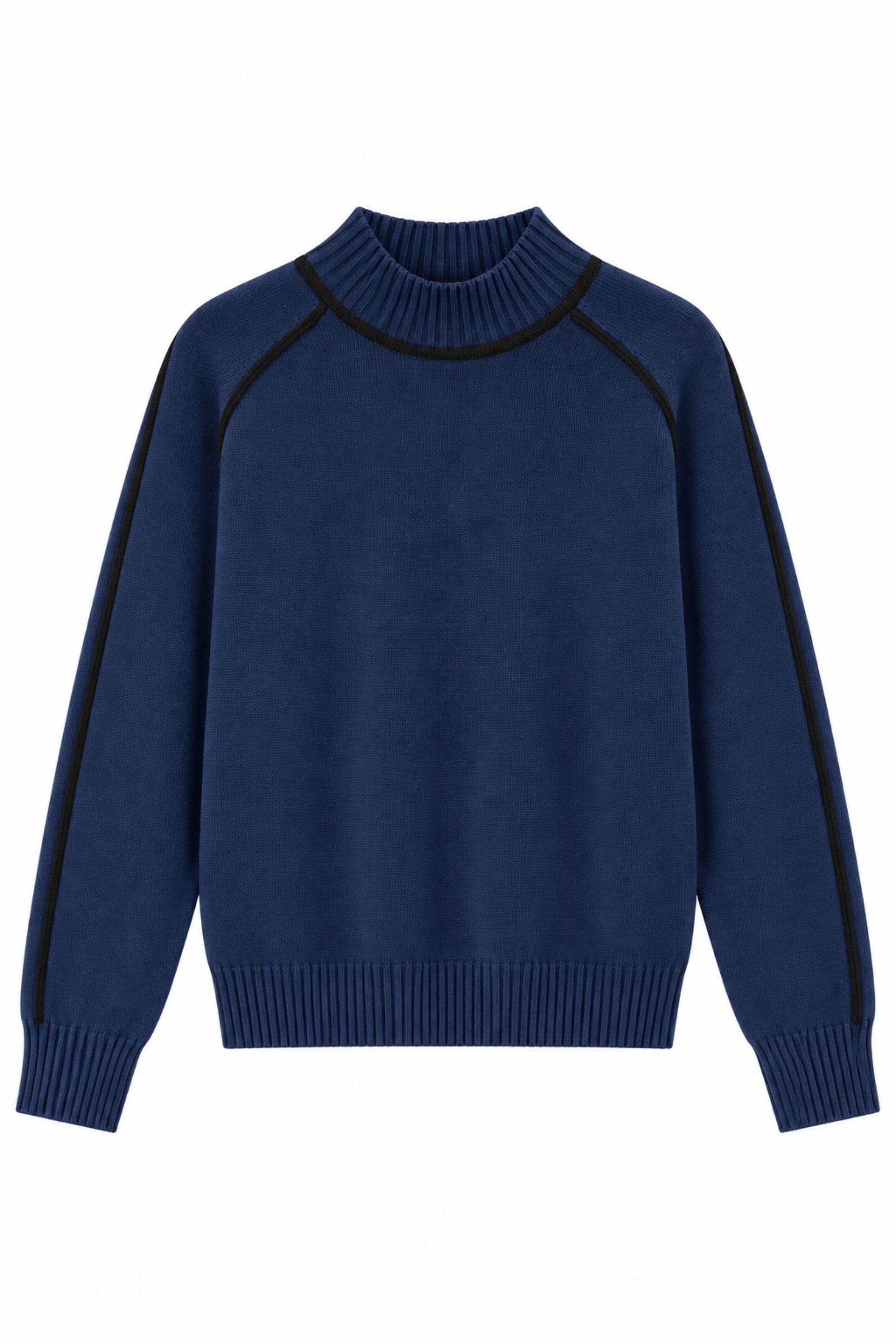 U100064-06_blu MAGLIA DOLCEVITA CON PROFILI A CONTRASTO - Blu, TU