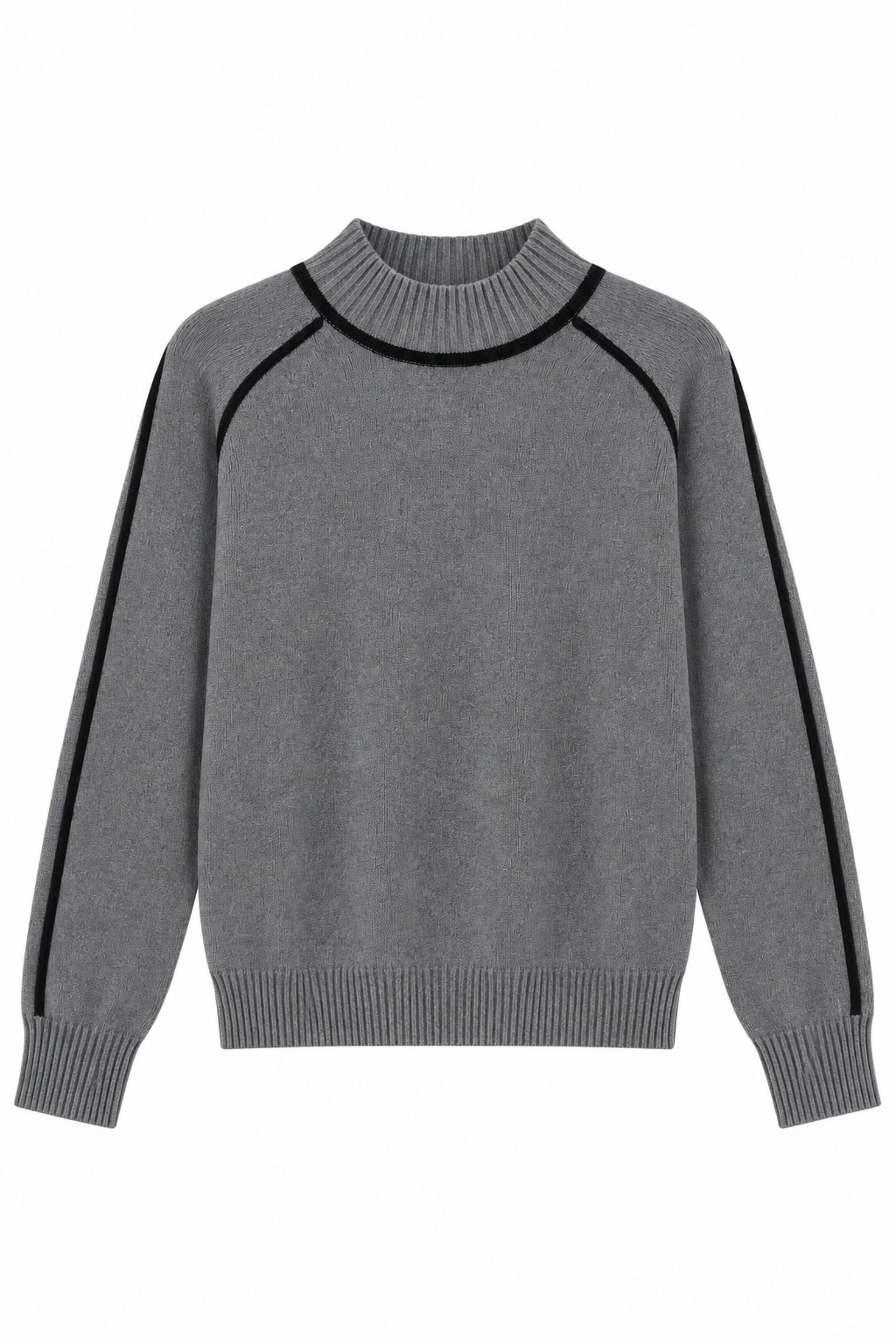 U100064-06_grigio MAGLIA DOLCEVITA CON PROFILI A CONTRASTO - Grigio, TU