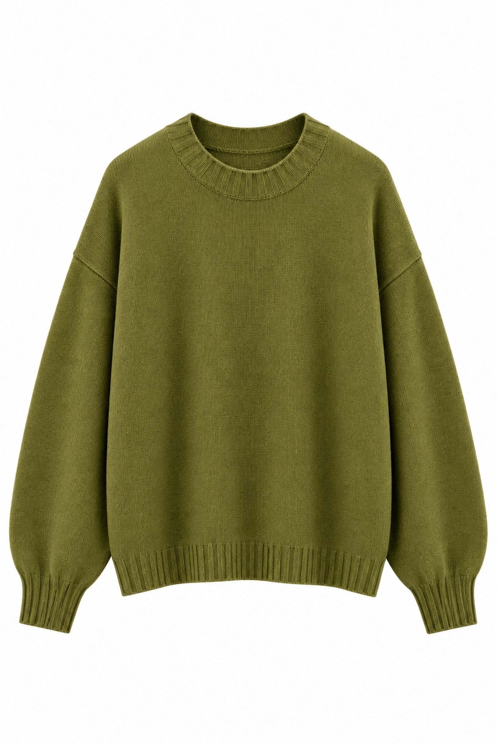 U100076-06_OLIO MAGLIA GIROCOLLO OVERSIZE - Olio, TU