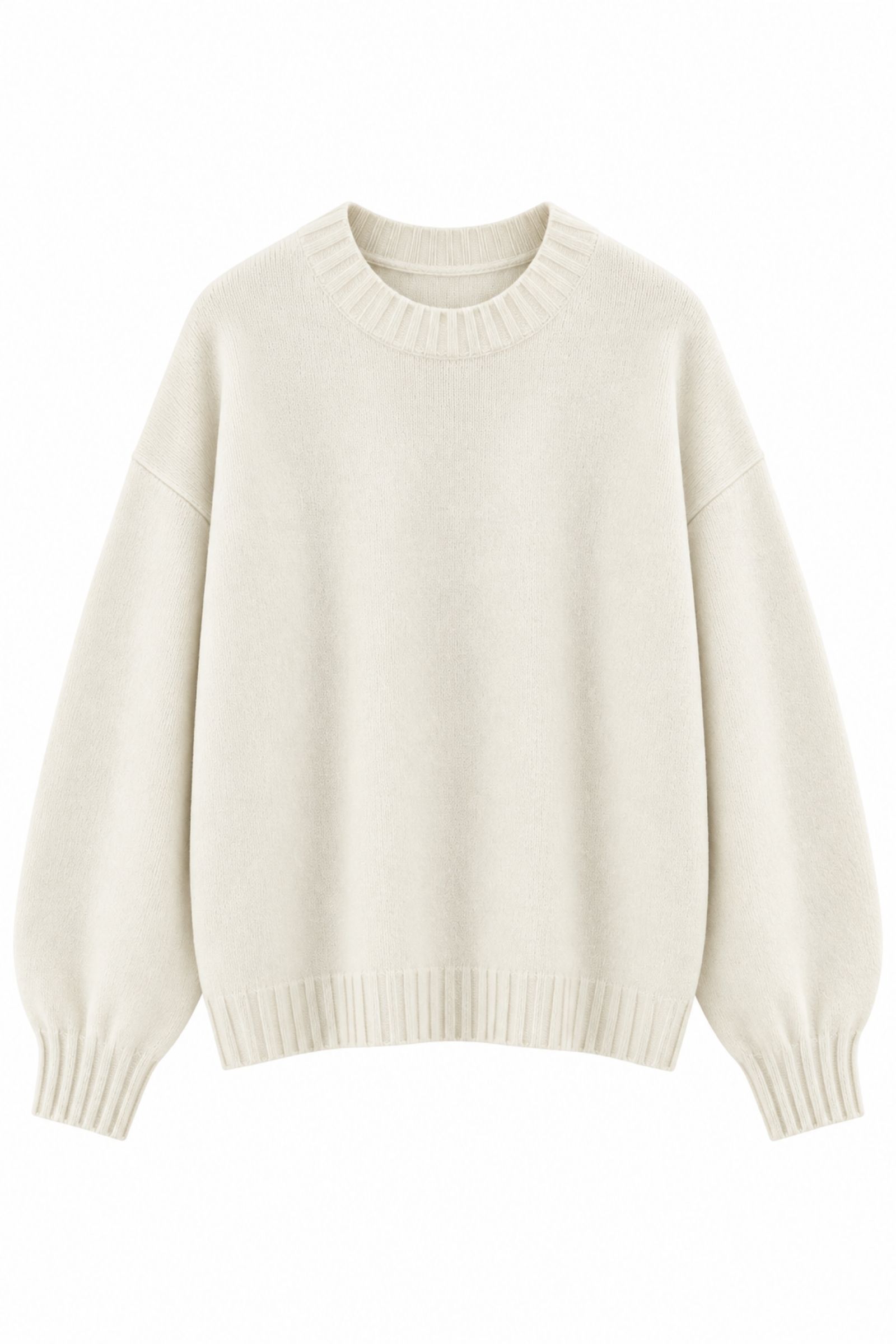 U100076-06_PANNA MAGLIA GIROCOLLO OVERSIZE - Panna, TU