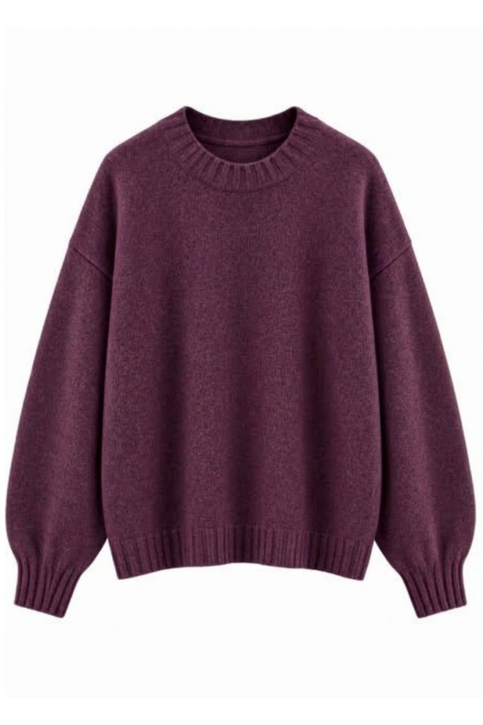 U100076-06_PRUGNA MAGLIA GIROCOLLO OVERSIZE - Prugna, TU