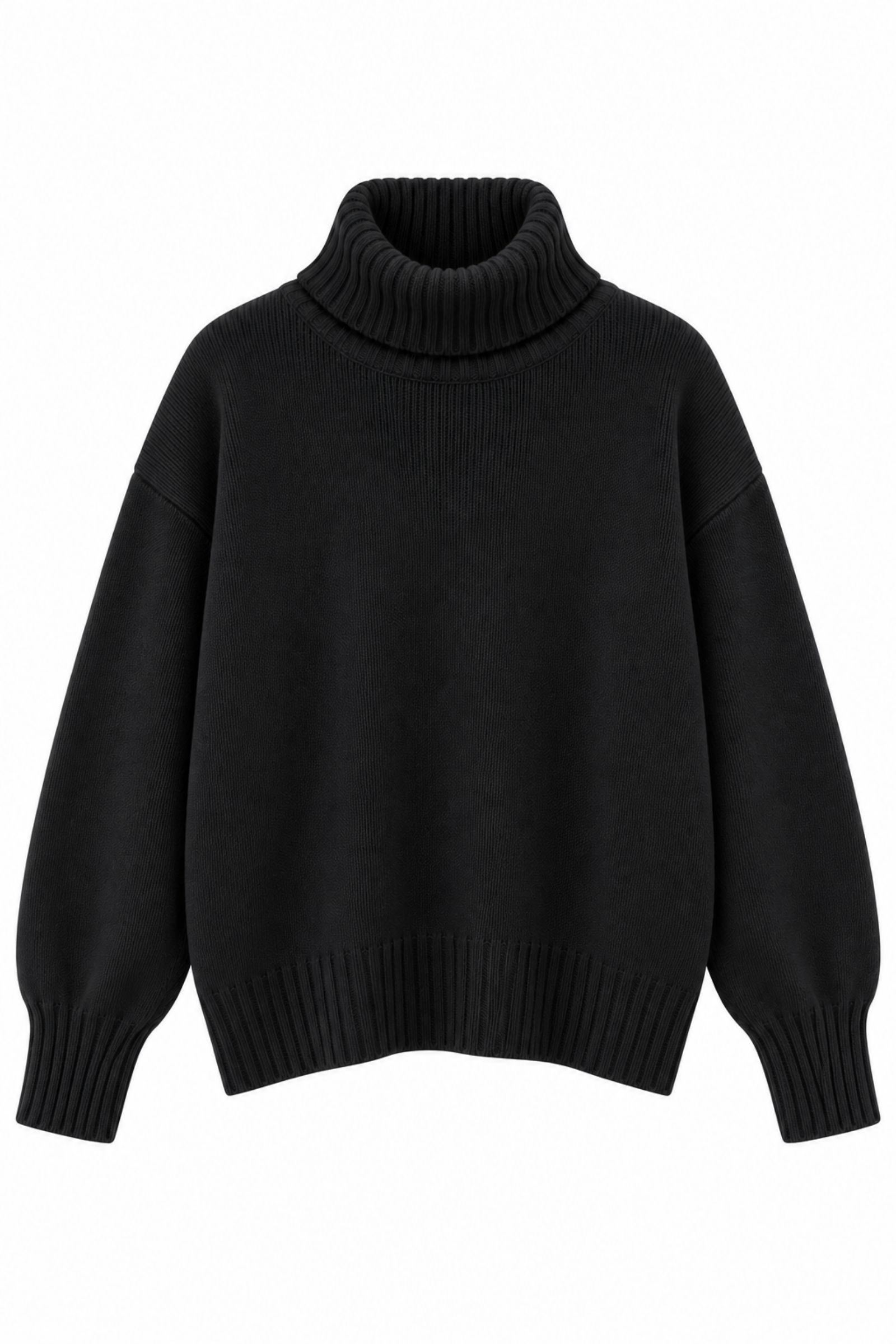 U100078-06_NERO MAGLIA DOLCEVITA OVERSIZE - Nero, TU
