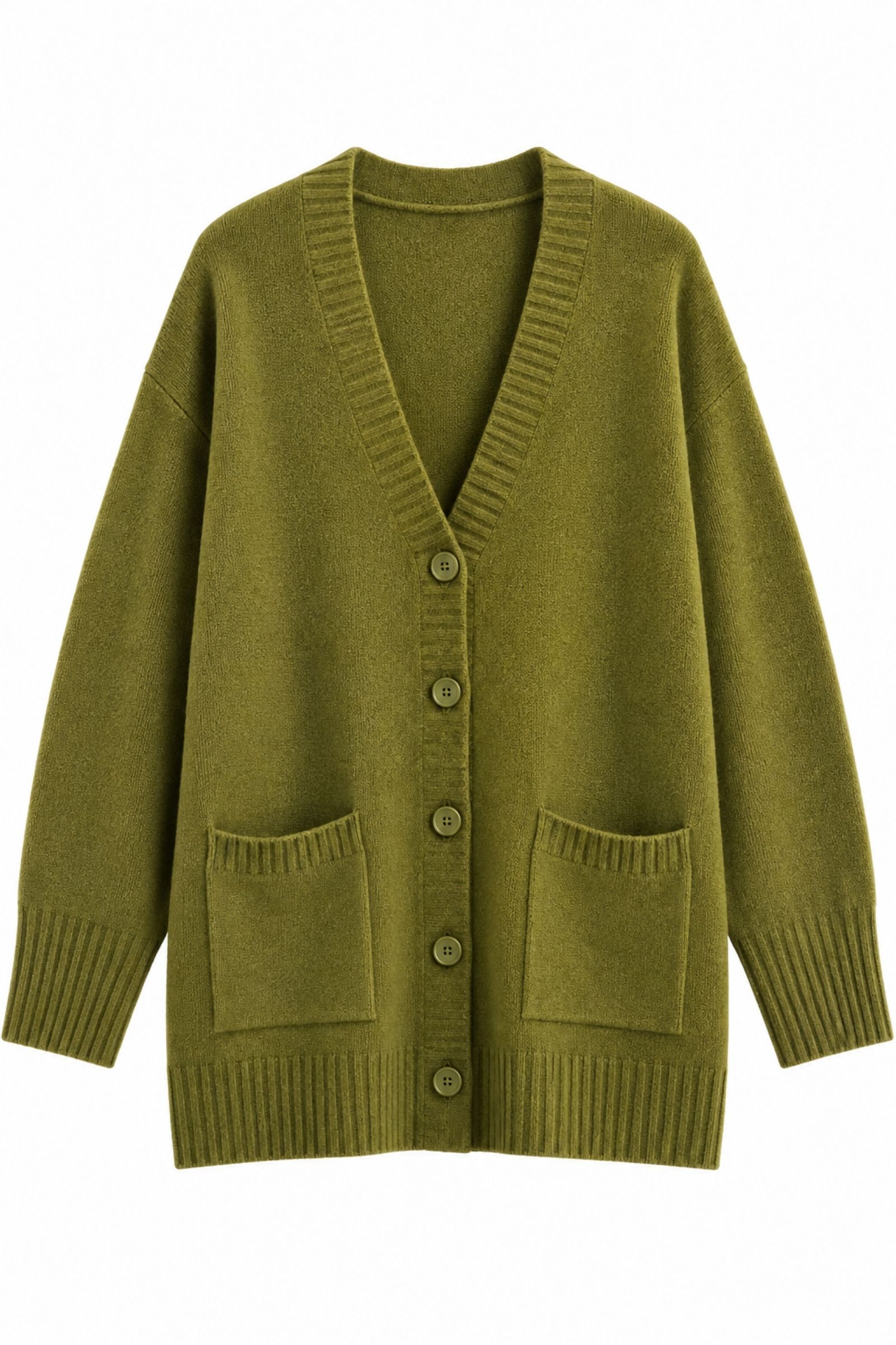 U100083-06_OLIO CARDIGAN OVERSIZE CON TASCHE - Olio, TU