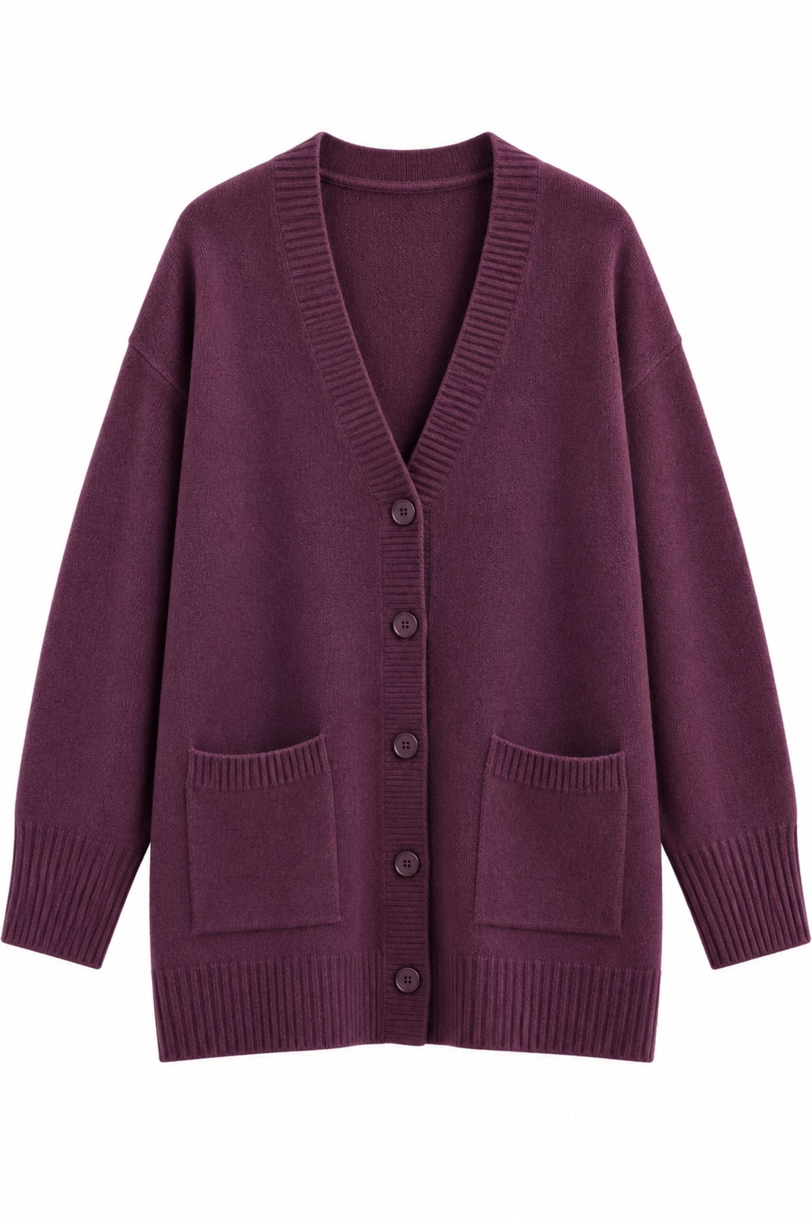 U100083-06_PRUGNA CARDIGAN OVERSIZE CON TASCHE - Prugna, TU