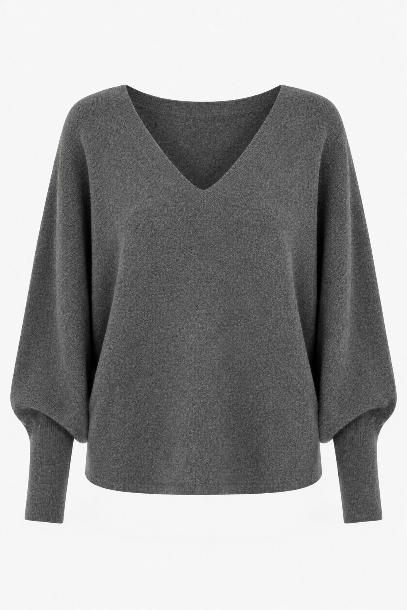 U100177-06_ANTRACITE MAGLIONE CON SCOLLO A V E MANICHE AMPIE - Antracite, TU