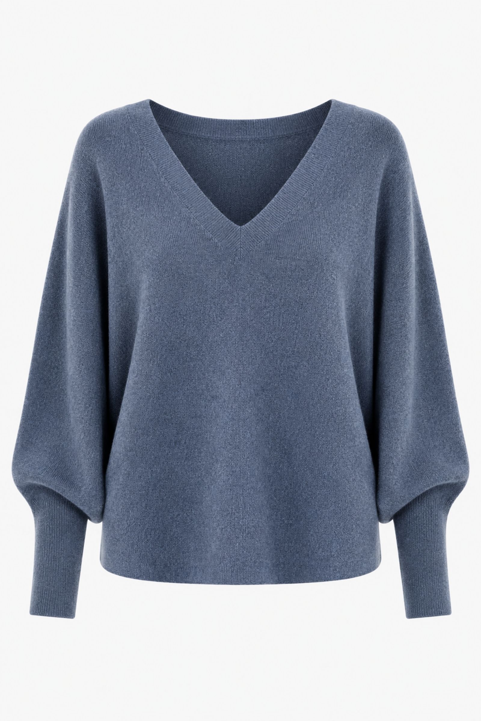 U100177-06_BLU MAGLIONE CON SCOLLO A V E MANICHE AMPIE - Blu, TU