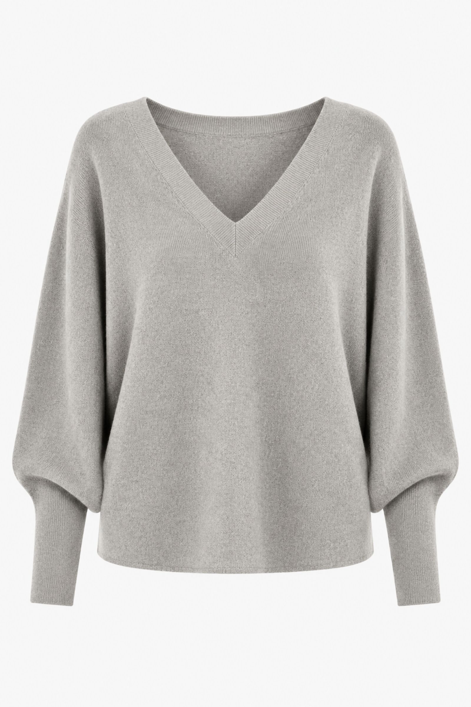 U100177-06_GRIGIO MAGLIONE CON SCOLLO A V E MANICHE AMPIE - Grigio, TU