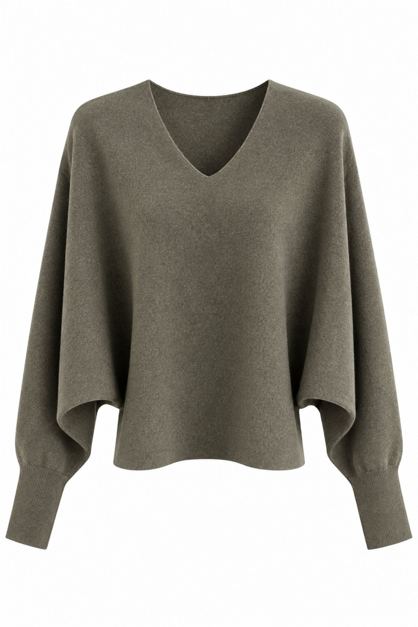U100177-06_MILITARE MAGLIONE CON SCOLLO A V E MANICHE AMPIE - Militare, TU