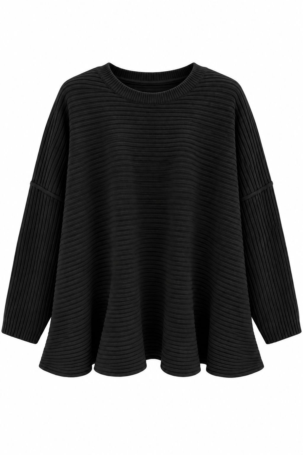 f4129386-13a4-41a0-a779-e3bd205d8c52 MAGLIA A COSTE CON FONDO SVASATO - Nero, TU