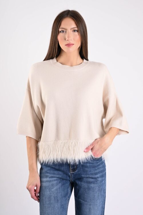 MAGLIA OVERSIZE CON BORDO EFFETTO PELLICCIA