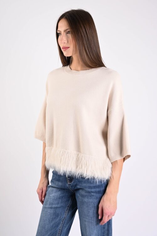 Alternative view of MAGLIA OVERSIZE CON BORDO EFFETTO PELLICCIA