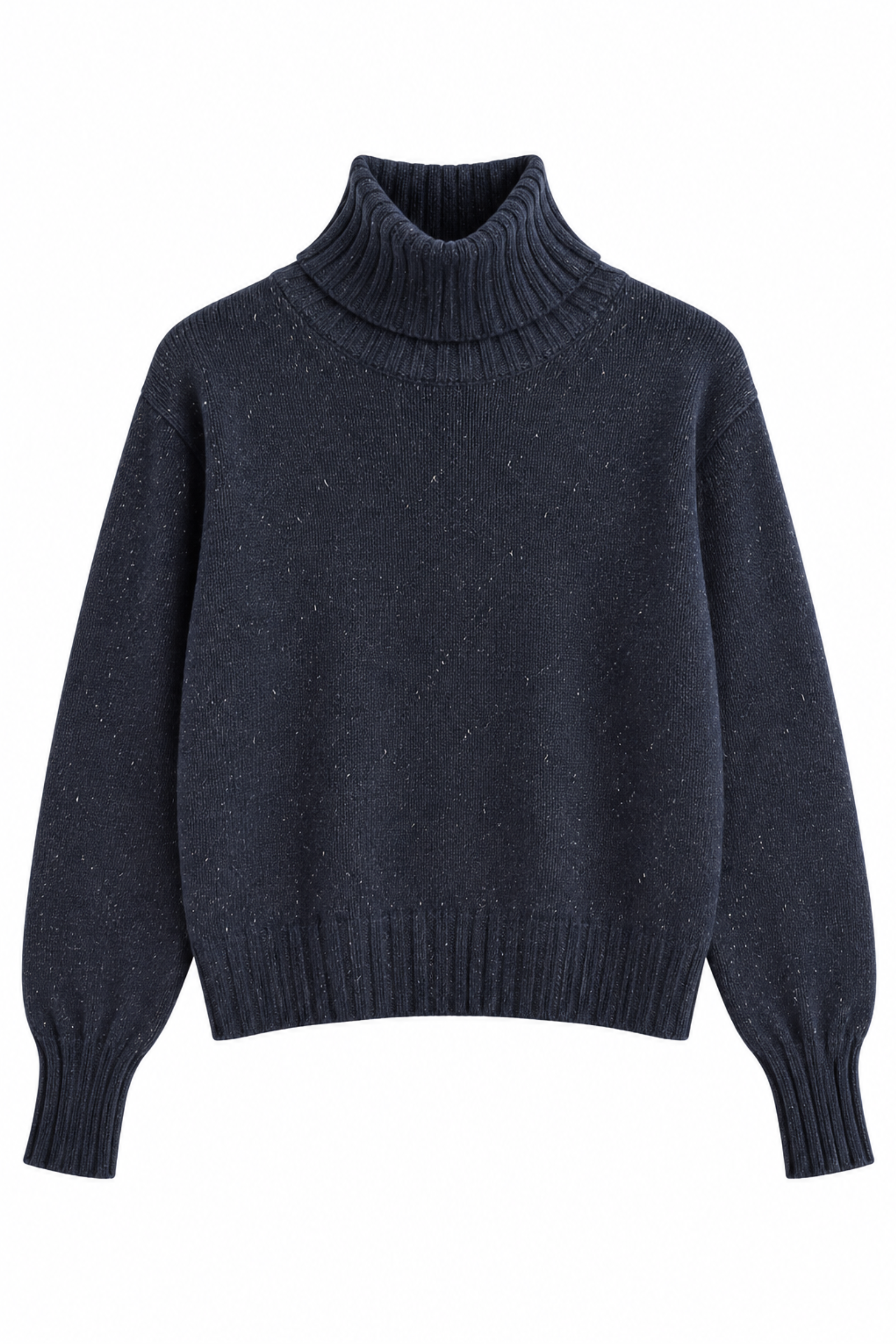 AL26199-06_BLU MAGLIONCINO CON COLLO ALTO RISVOLTATO E FILI LUREX - Blue, TU