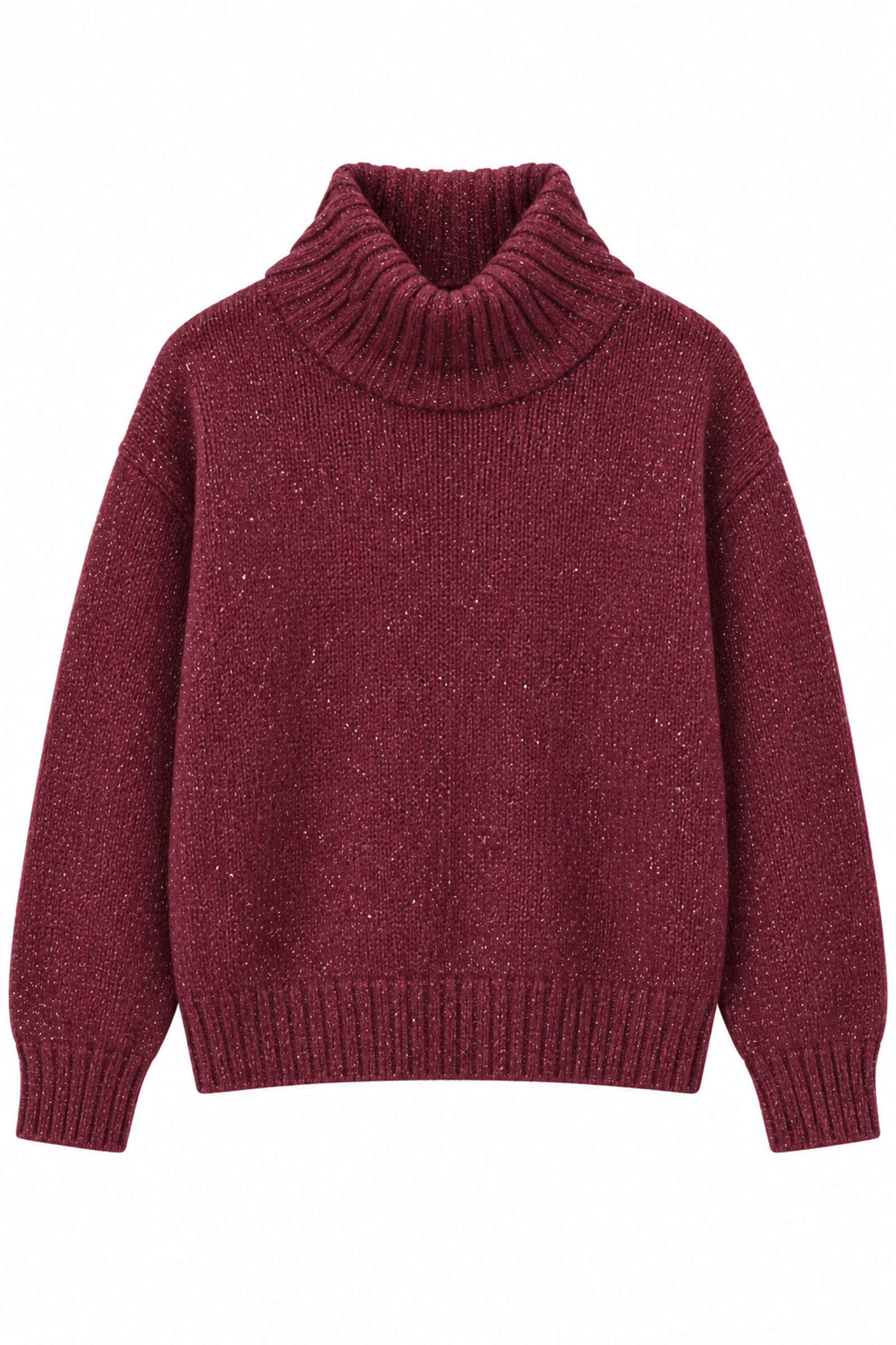AL26199-06_PRUGNA MAGLIONCINO CON COLLO ALTO RISVOLTATO E FILI LUREX - Prune, TU