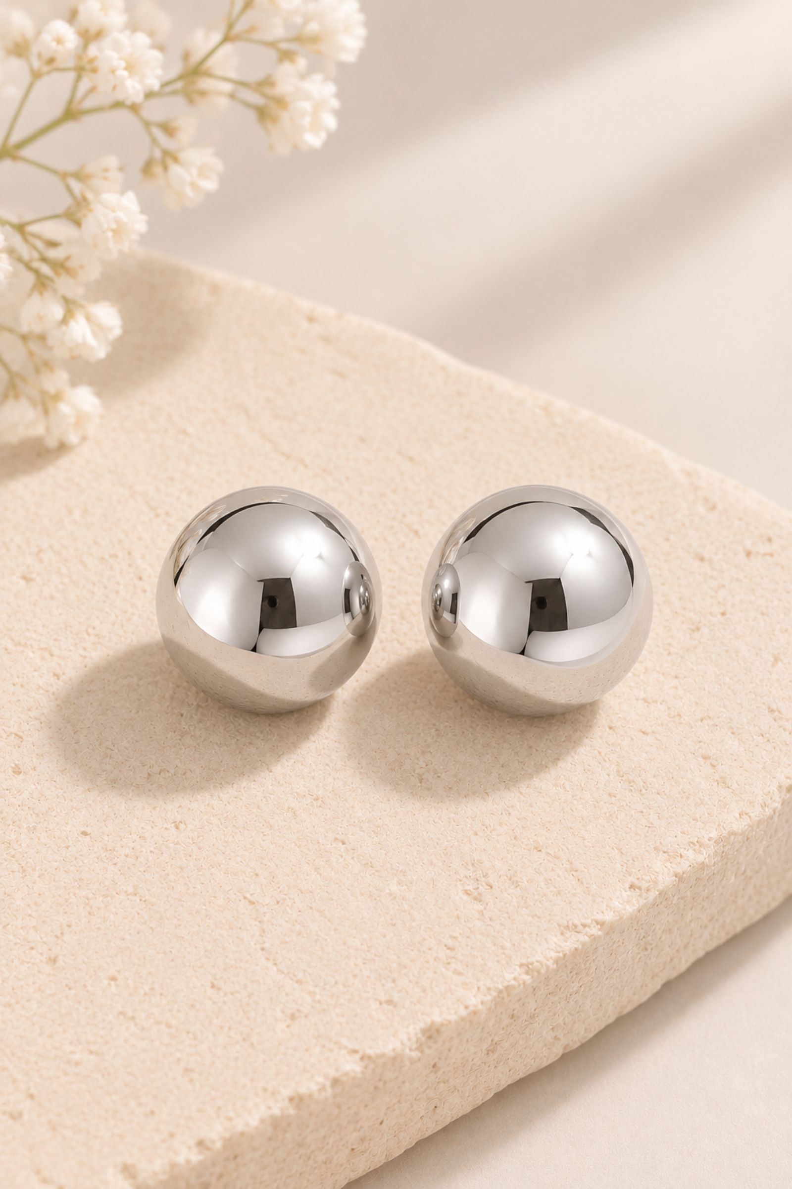 BI313-06_ARGENTO ORECCHINI A SFERA LUCIDA - Argento, TU