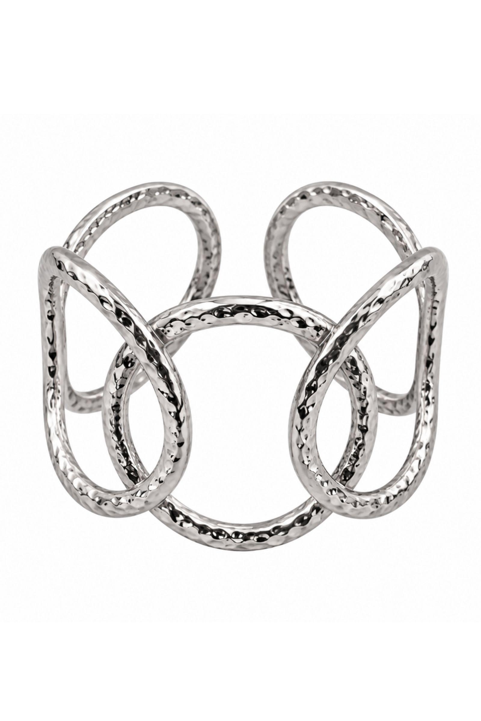 BI315-06_ARGENTO BRACCIALE RIGIDO CON CERCHI INTRECCIATI - Silver, TU