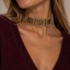 COLLANA CHOKER CON STRASS E MAGLIA METALLICA