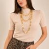 COLLANA LUNGA MULTIFILO CON DISCHETTI METALLICI