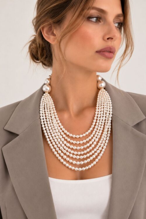 COLLANA MULTIFILO CON PERLE