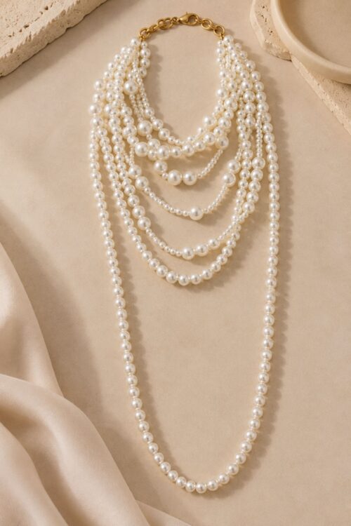 Alternative view of COLLANA LUNGA MULTIFILO CON PERLE
