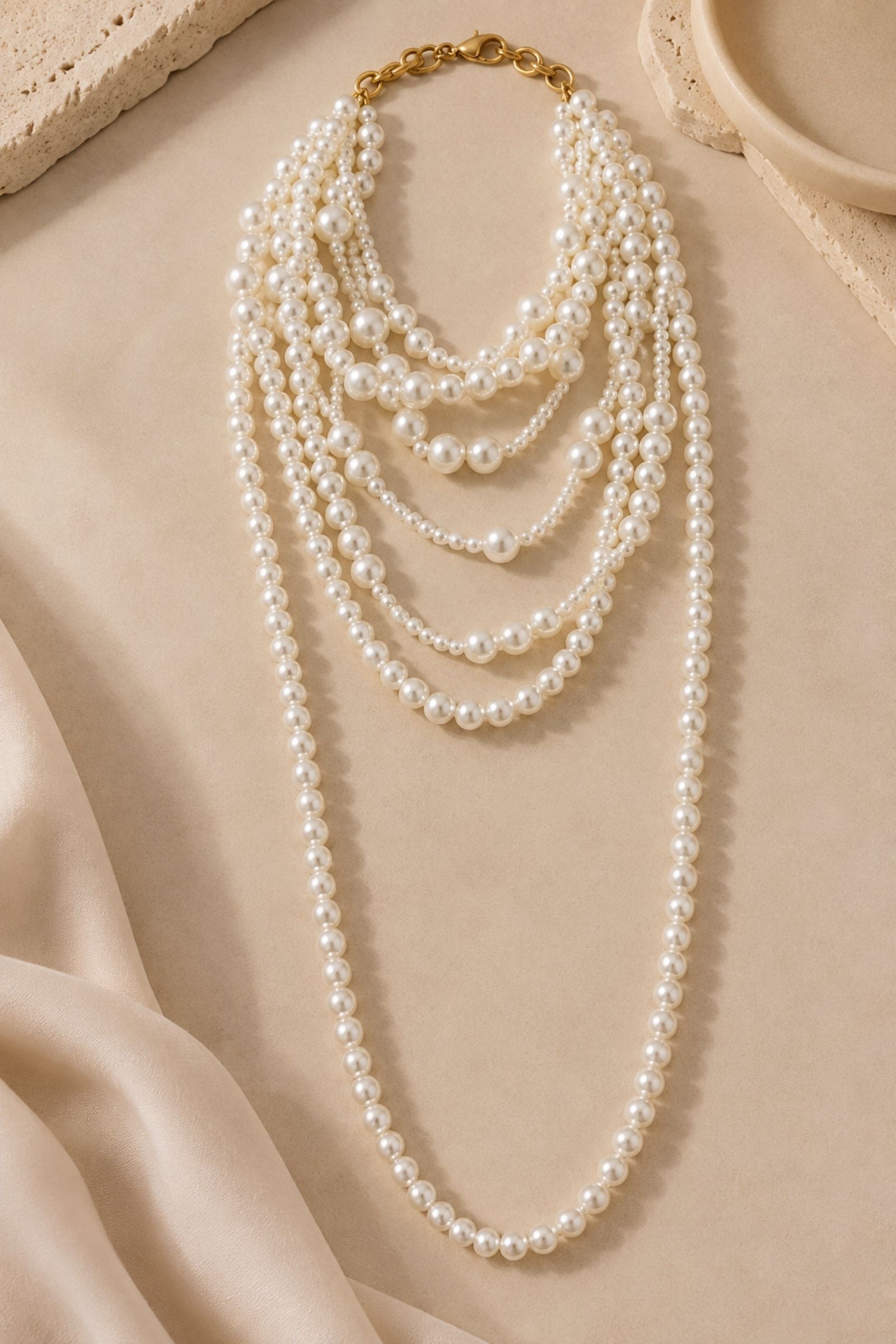 COLLANA LUNGA MULTIFILO CON PERLE - immagine 2