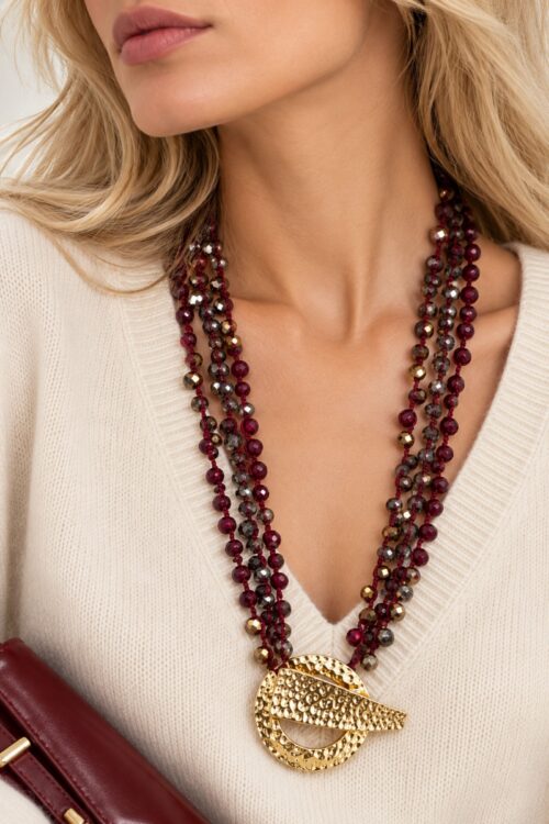 Alternative view of COLLANA MULTIFILO CON PERLINE E CHIUSURA DECORATIVA