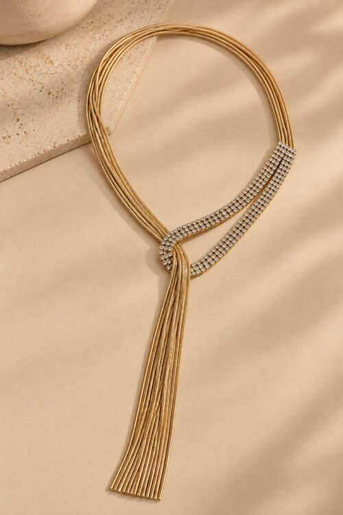 Alternative view of COLLANA MULTIFILO CON STRASS E PENDENTE A FRANGIA