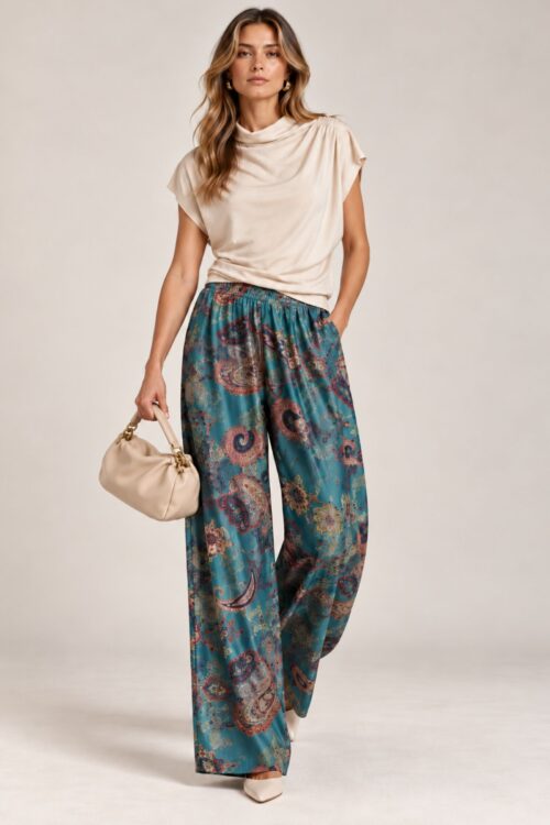 PANTALONI PALAZZO CON FANTASIA PAISLEY