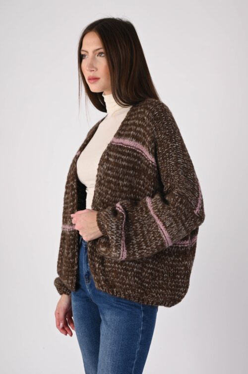 Alternative view of CARDIGAN OVERSIZE IN MAGLIA MELANGE CON RIGHE
