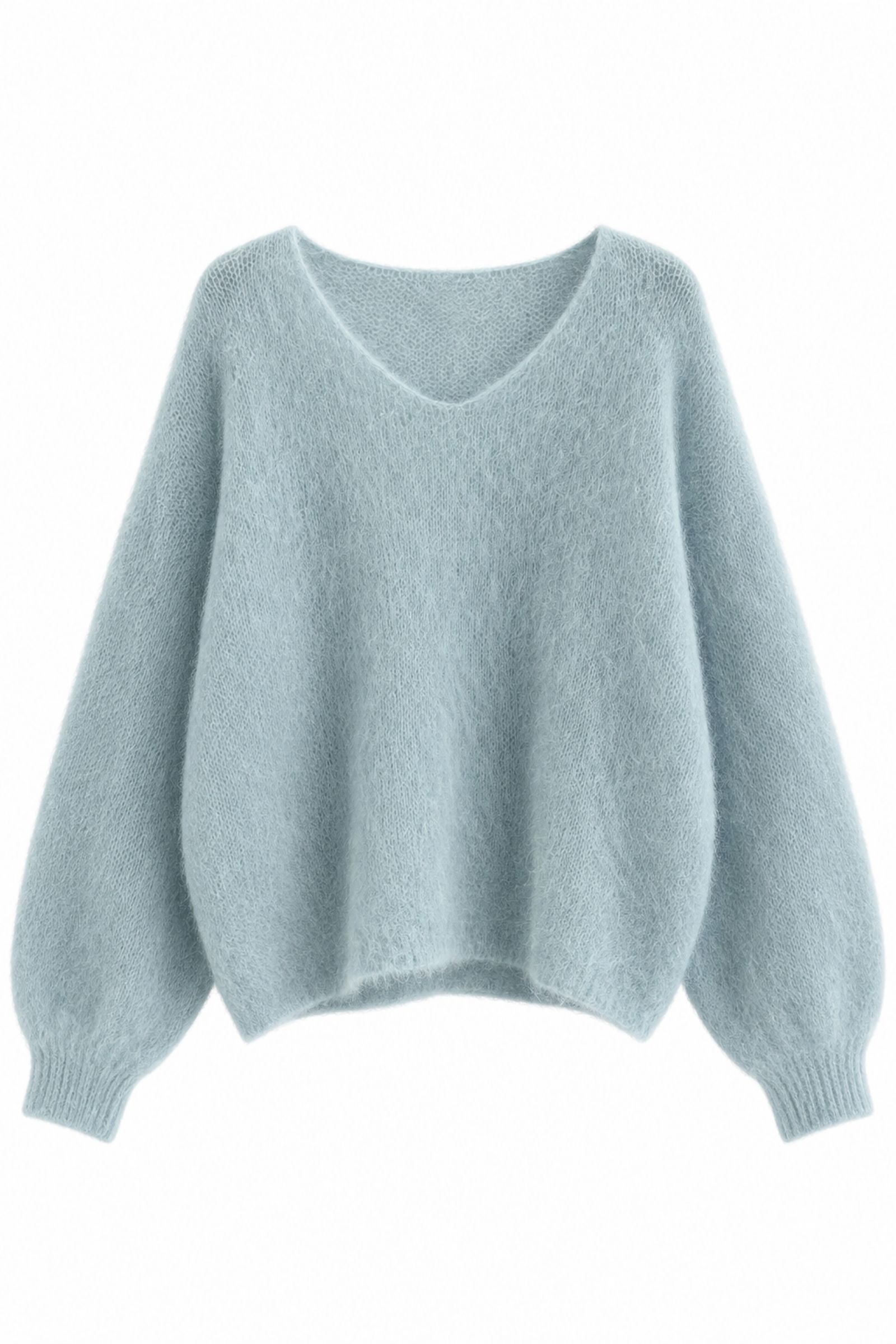 F21565-06_CIELO MAGLIONE DONNA SOFFICE CON SCOLLO A V E MANICHE AMPIE - Cielo, TU