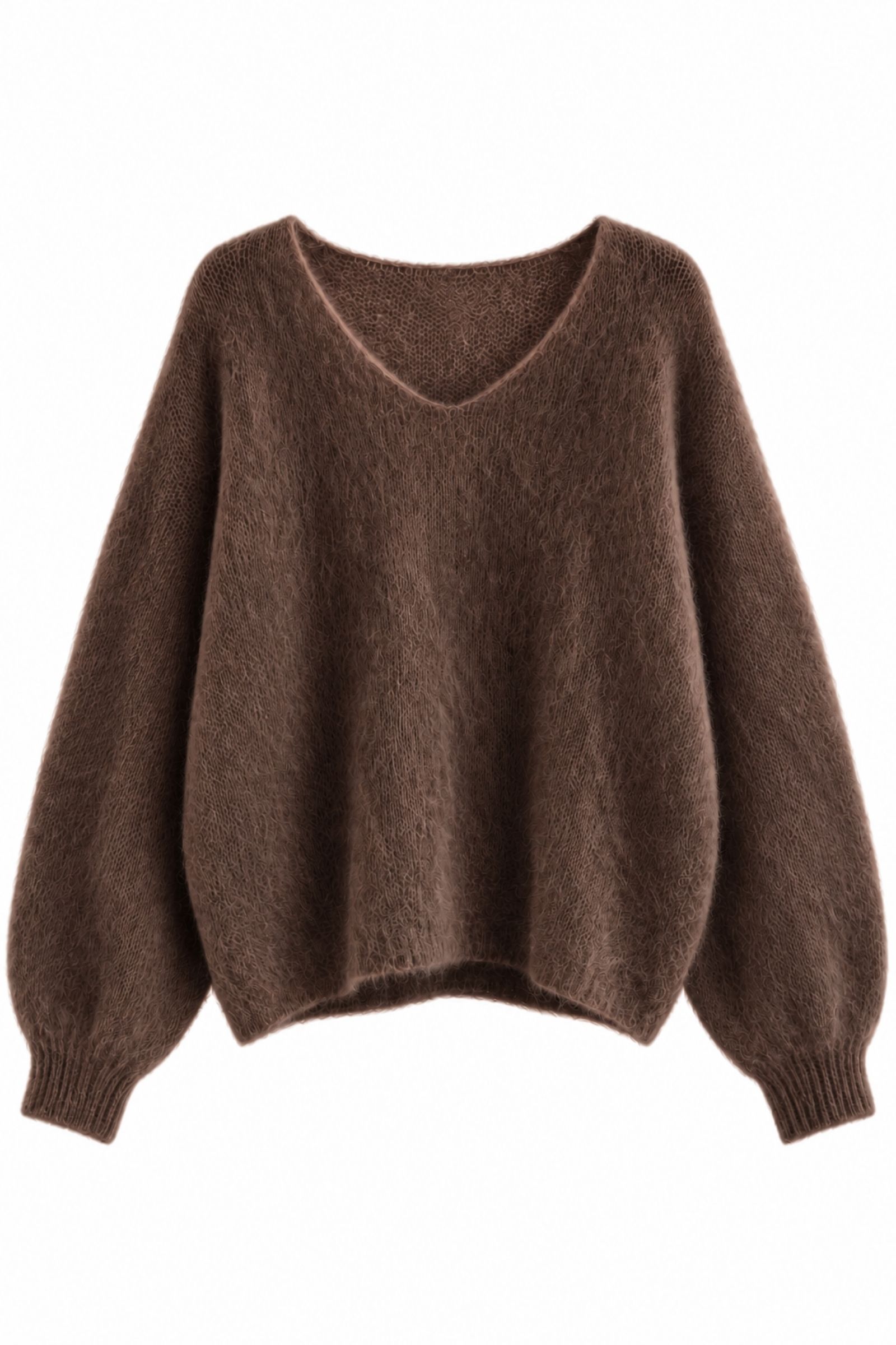 F21565-06_MORO MAGLIONE DONNA SOFFICE CON SCOLLO A V E MANICHE AMPIE - Moro, TU