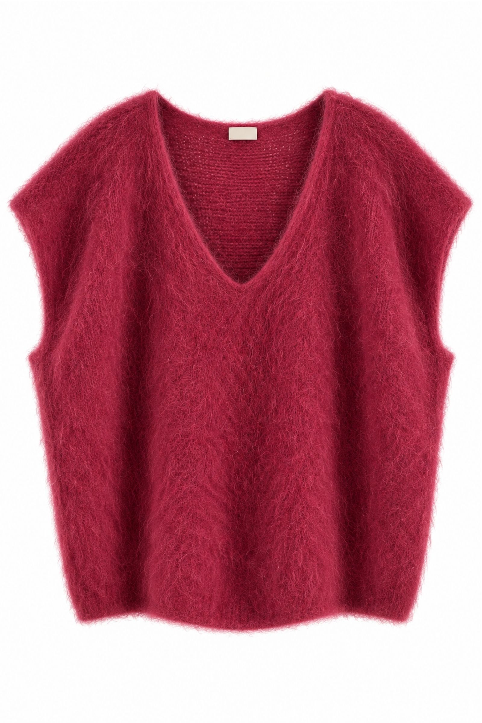 F21988-06_CHERRY GILET EFFETTO SOFFICE CON SCOLLO A V - Cherry, TU