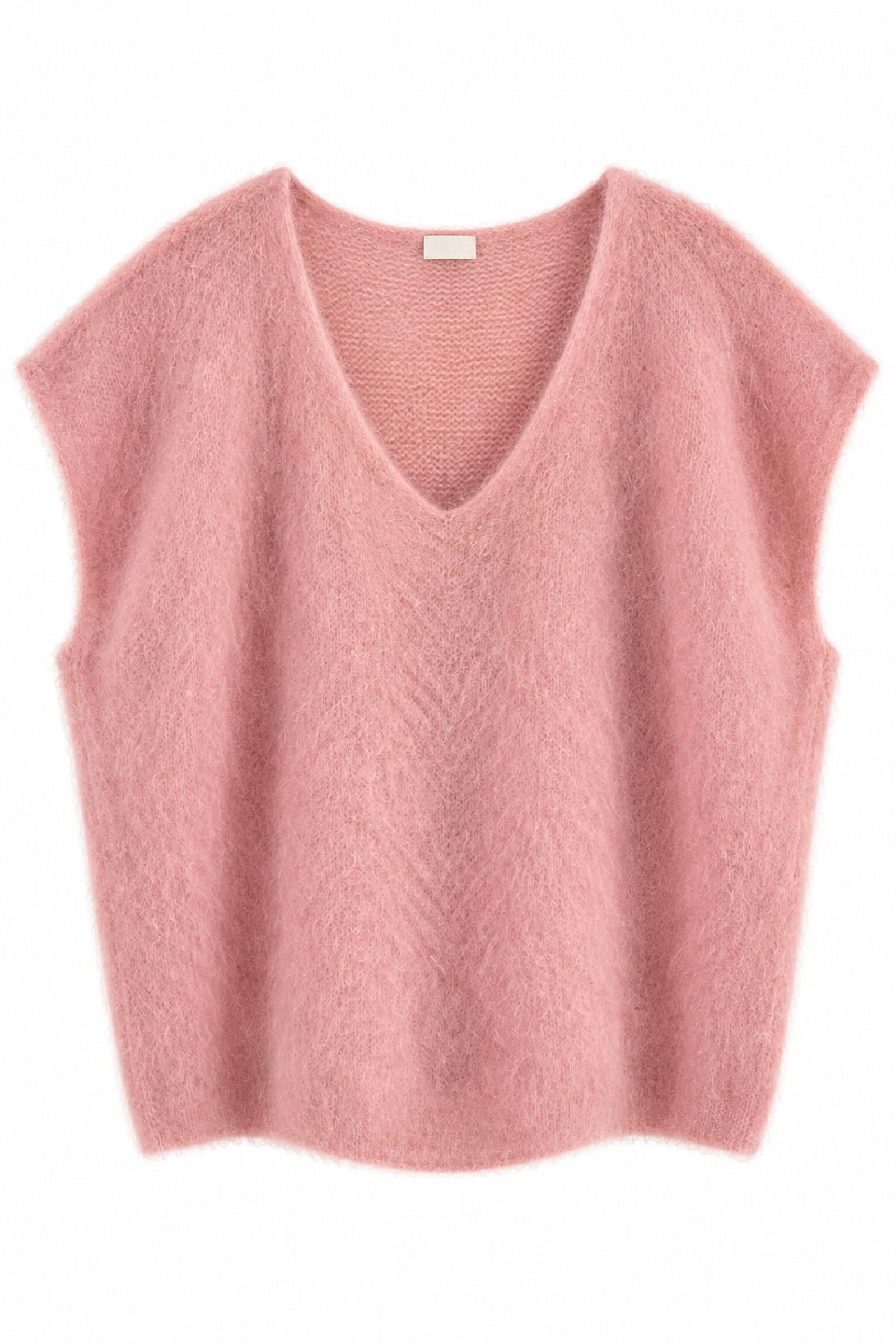F21988-06_ROSA GILET EFFETTO SOFFICE CON SCOLLO A V - Rose, TU