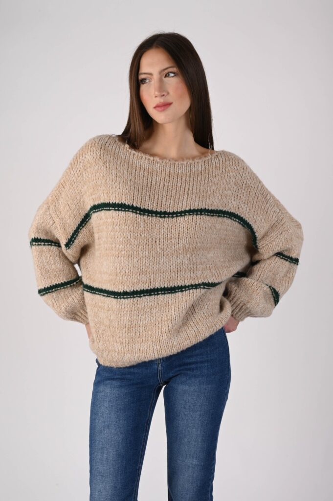 MAGLIONE OVERSIZE A RIGHE CON MANICHE AMPIE 
