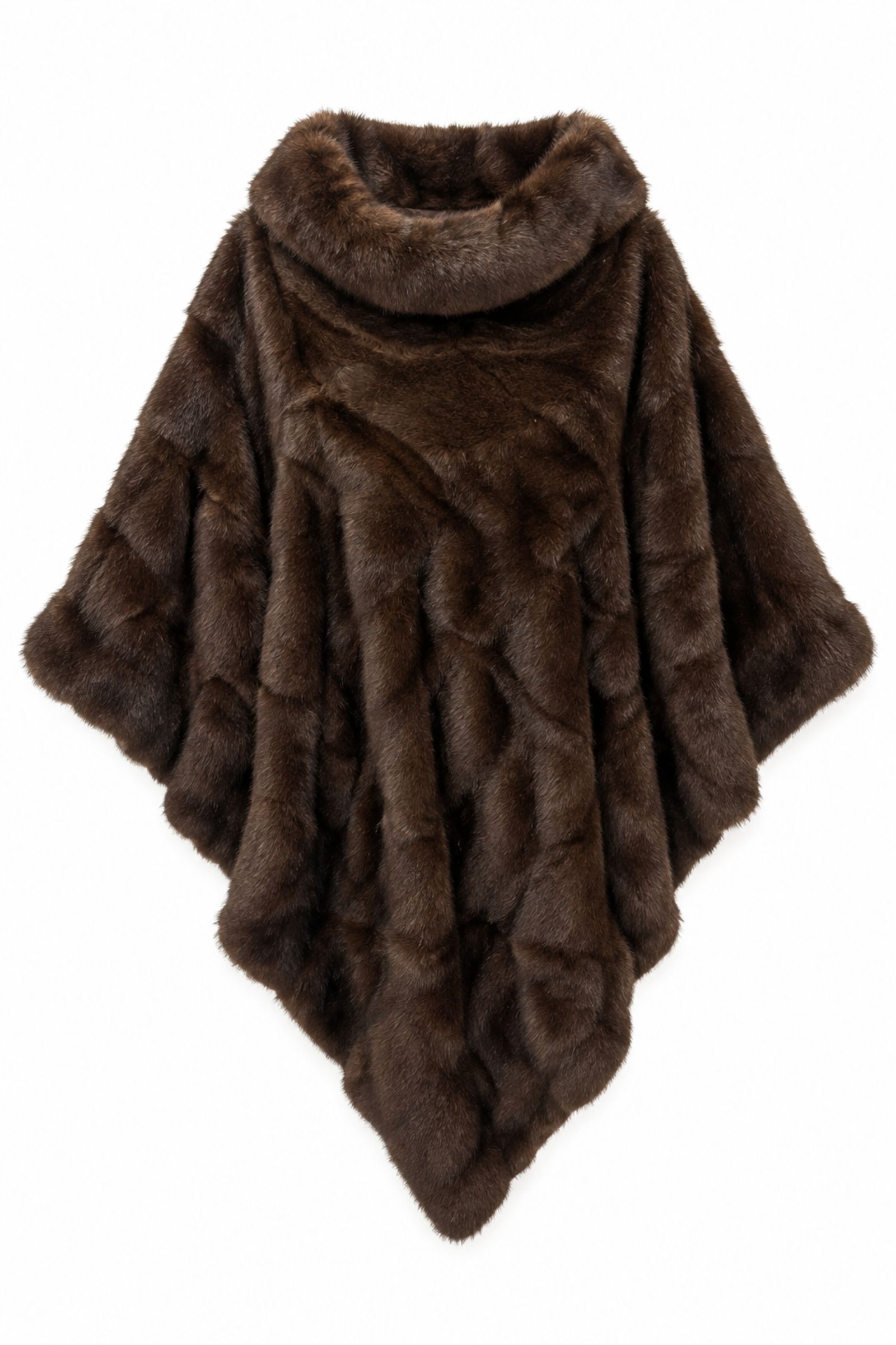 GM063-06_MORO PONCHO IN PELLICCIA ECOLOGICA CON CAPPUCCIO - Moro, TU