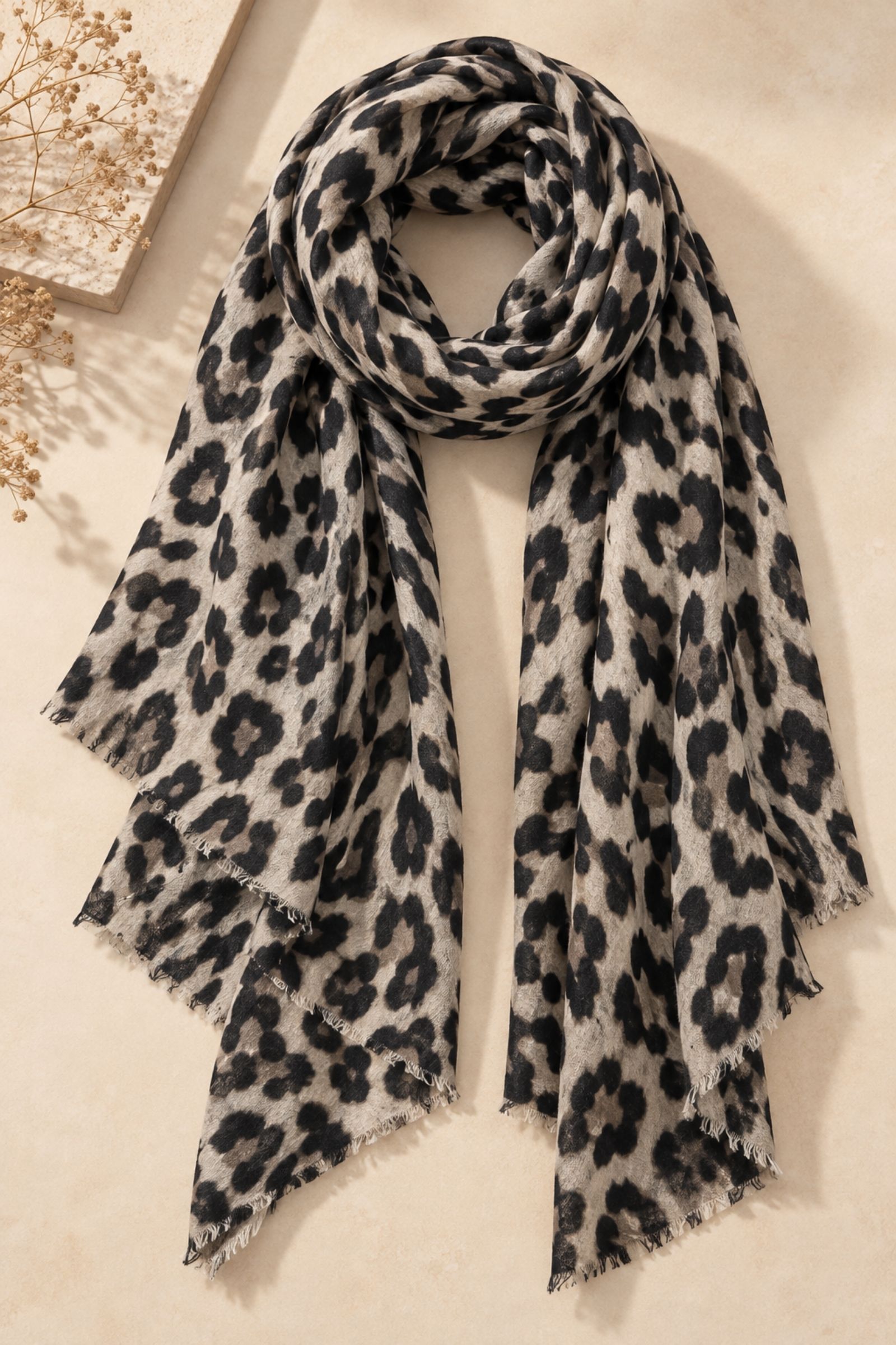 KYF6841-06_TAUPE SCIARPA LEGGERA CON STAMPA ANIMALIER - Taupe, TU
