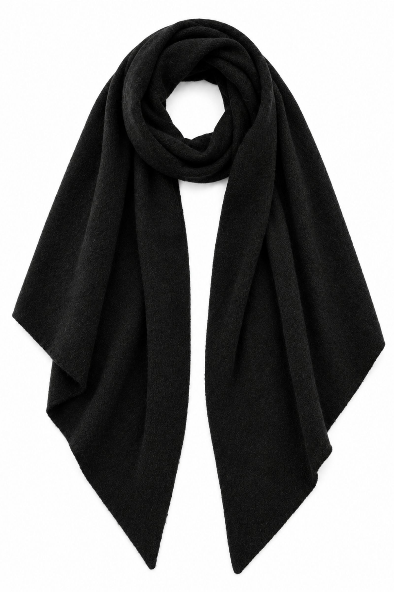 KYF6859-06_NERO SCIARPA MORBIDA CON ESTREMITÀ ASIMMETRICHE - Black, TU