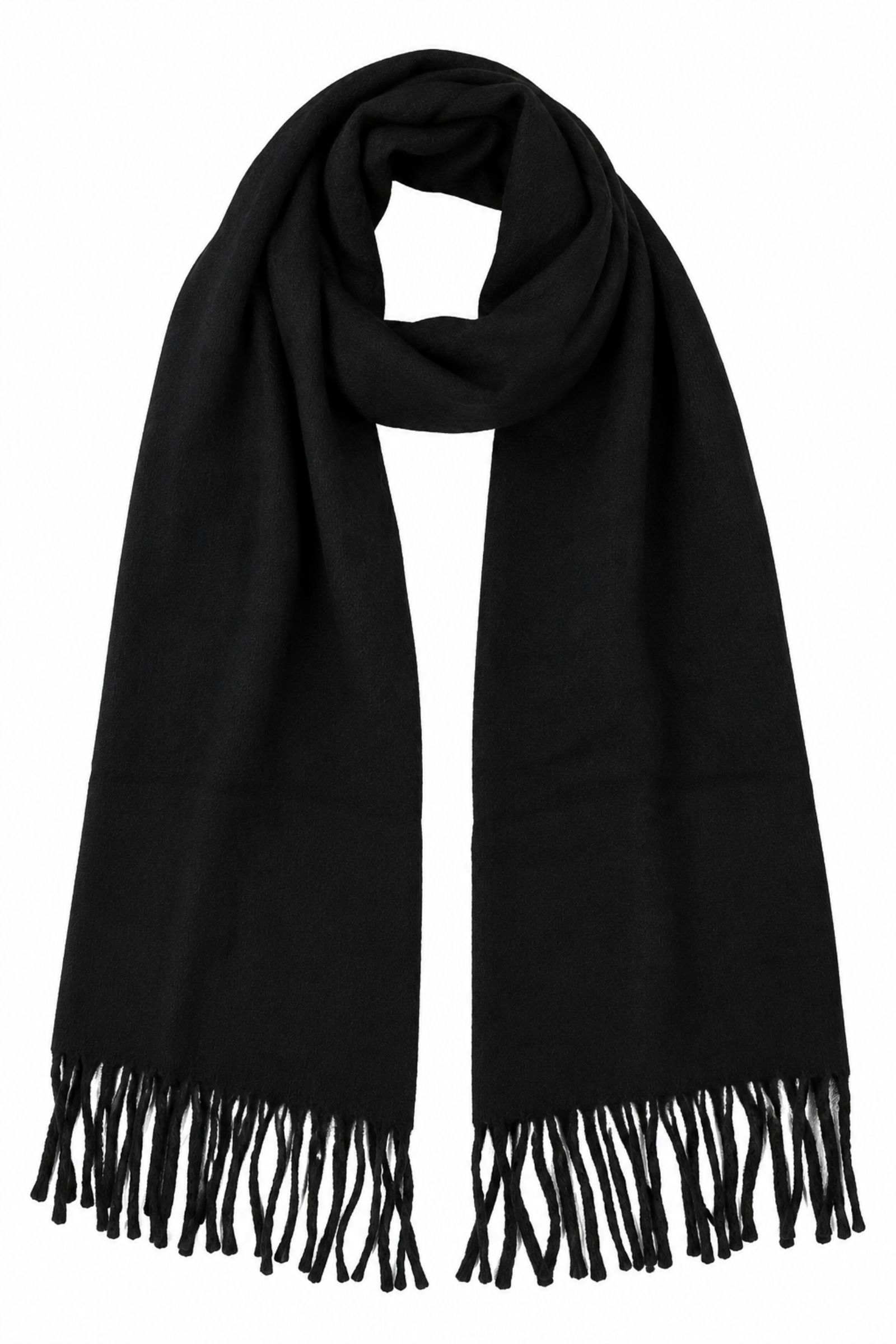 KYF6941-06_NERO SCIARPA LUNGA CON FRANGE - Nero, TU