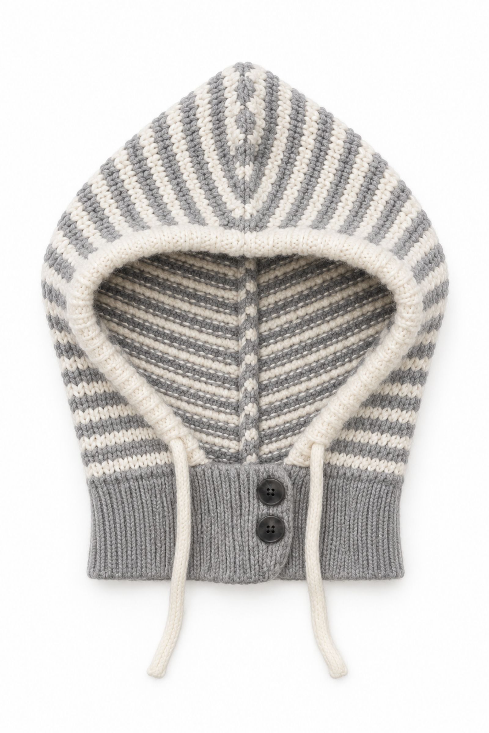 KYM0983-06_GRIGIO BALACLAVA IN MAGLIA A RIGHE CON BOTTONI - Grigio, TU