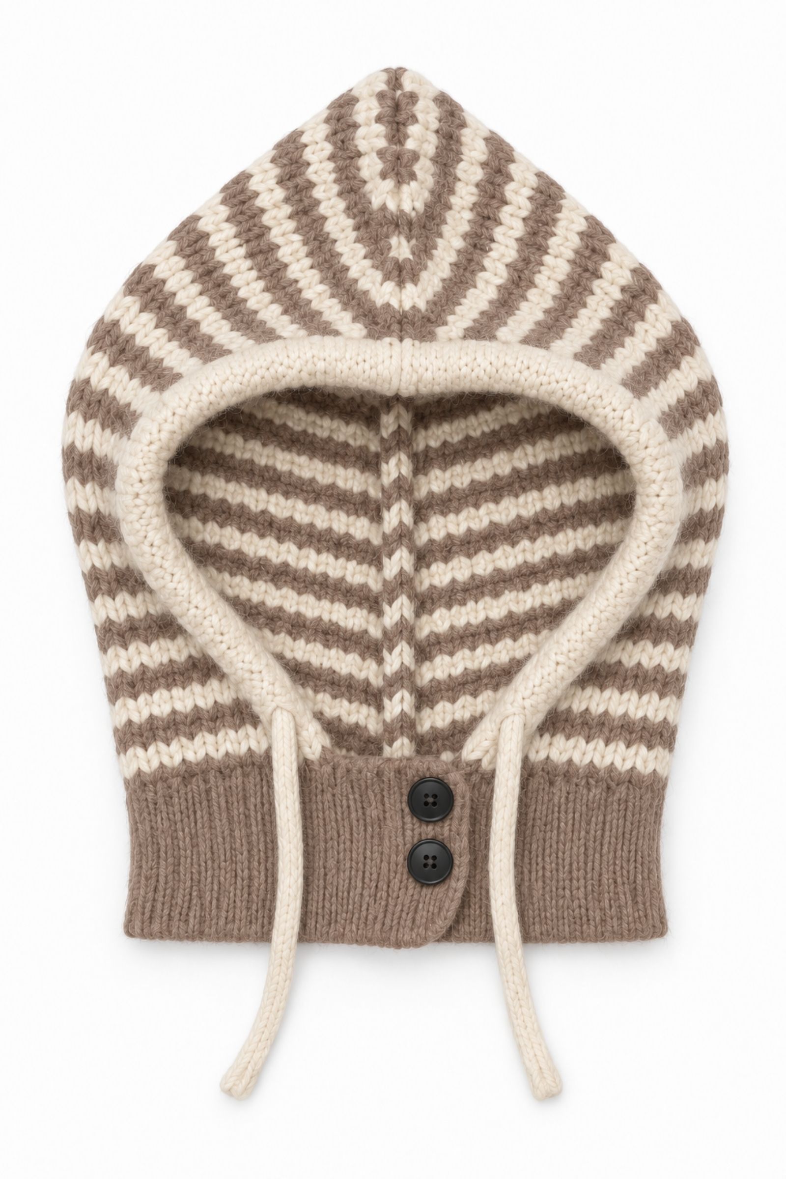 KYM0983-06_TAUPE BALACLAVA IN MAGLIA A RIGHE CON BOTTONI - Taupe, TU