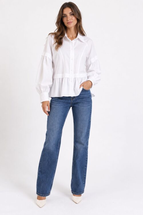 Alternative view of CAMICIA SVASATA CON MANICHE A SBUFFO E BALZA