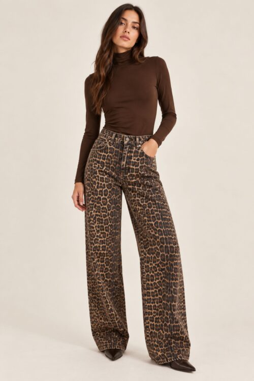 JEANS BALLOON CON STAMPA LEOPARDATA