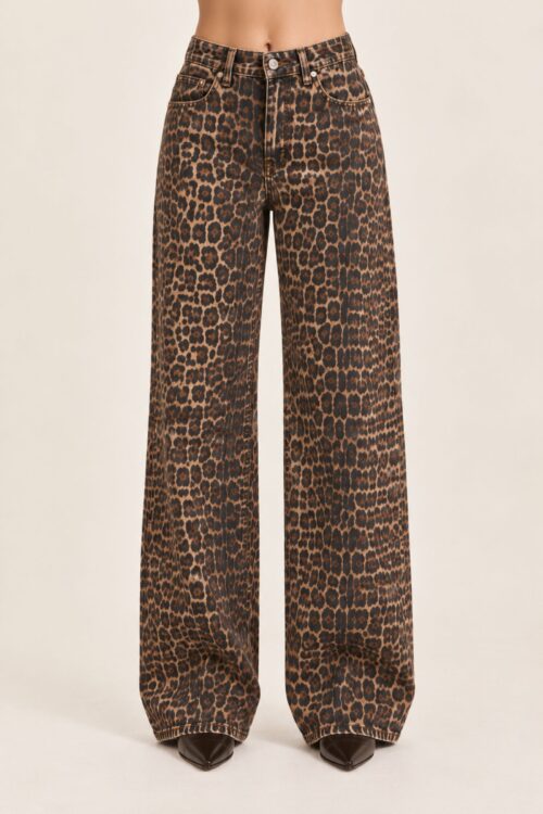 Alternative view of JEANS BALLOON CON STAMPA LEOPARDATA