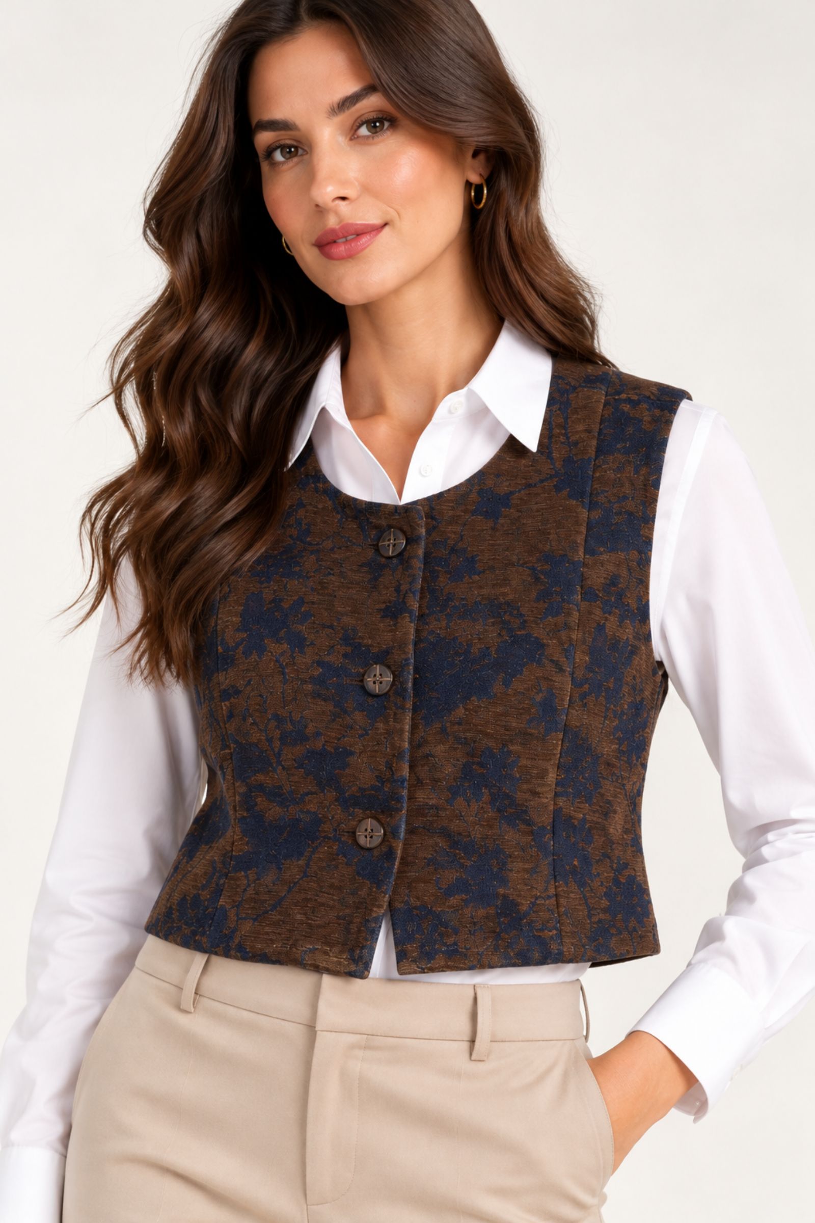 GILET CORTO CON FANTASIA FLOREALE