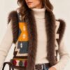GILET IN MAGLIA FANTASIA CON BORDI EFFETTO PELLICCIA - Image 2