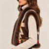 GILET IN MAGLIA FANTASIA CON BORDI EFFETTO PELLICCIA - Image 3