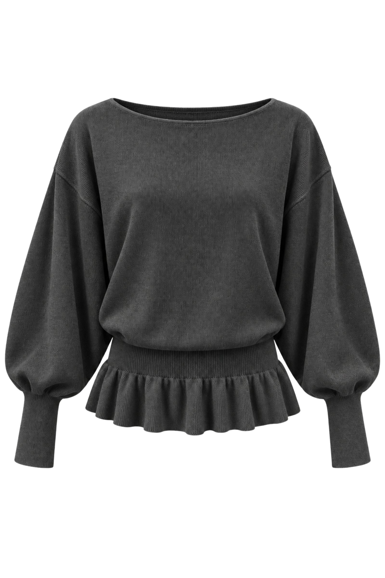 U00050-06_ANTRACITE MAGLIA GIROCOLLO CON VITA A COSTE E BALZA - Antracite, TU