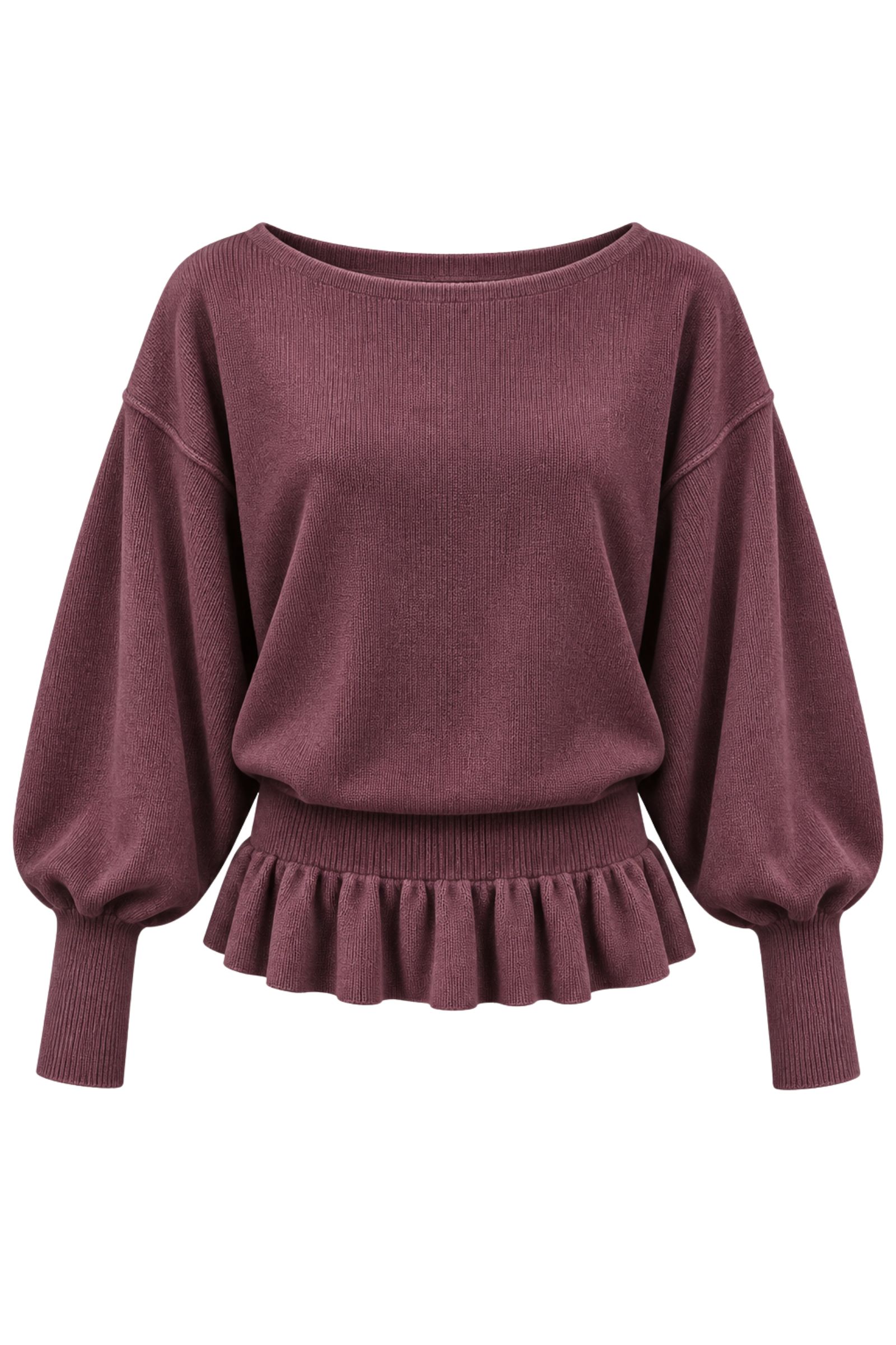 U00050-06_PRUGNA MAGLIA GIROCOLLO CON VITA A COSTE E BALZA - Prugna, TU